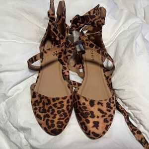Torrid Brown Leopard Print Wraparound Flats. Never Worn! 10WW